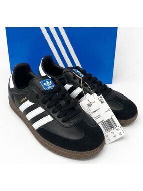 Adidas Samba OG B75807 Mens 6 Womens 7 Black White Gum Leather Sneakers